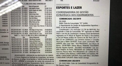 Administração do Clube da Comunidade Lapa SP